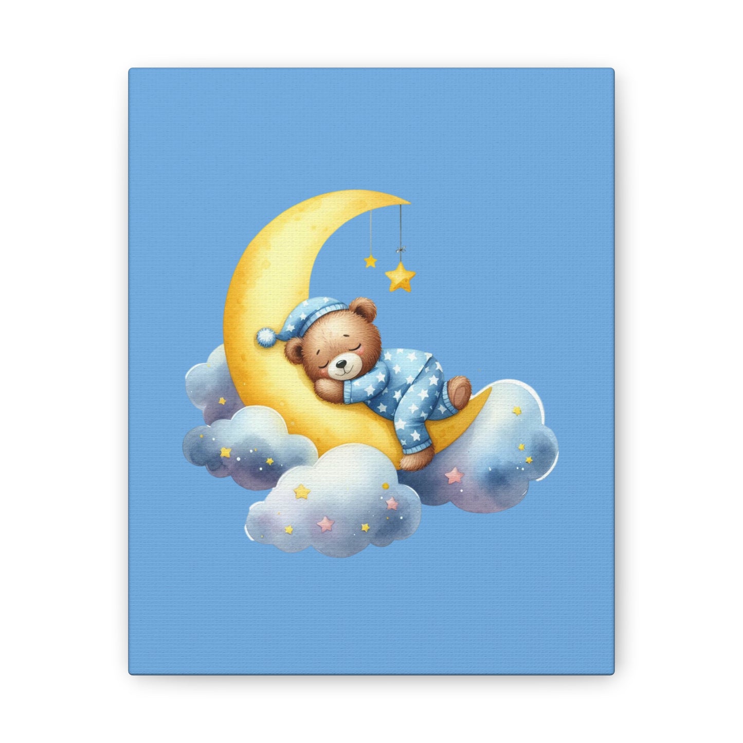 Cute Bear on Moon Canvas Art - Sweet Dreams Wall Decor for Kids' Rooms