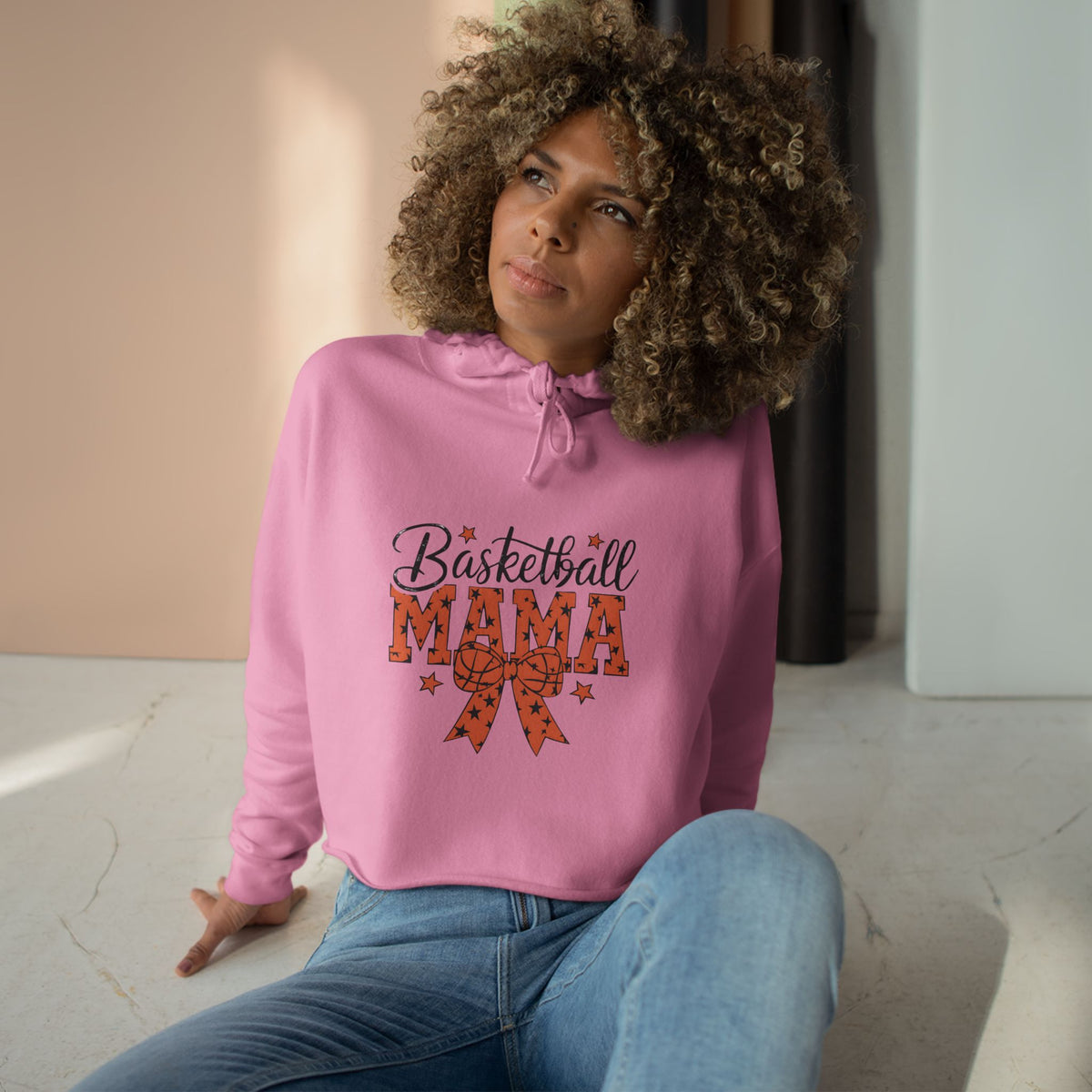 Basketball Mama Cropped Hoodie — Cute Sports Mom Sweatshirt