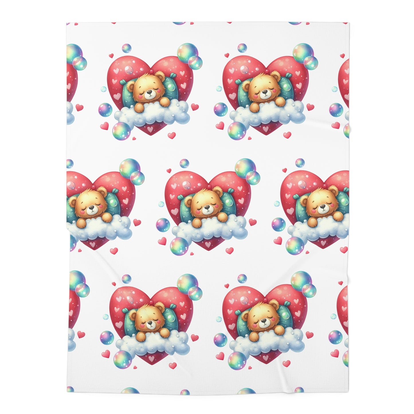 Cute Heart Pattern Baby Swaddle Blanket with Bubble and Puppy Design