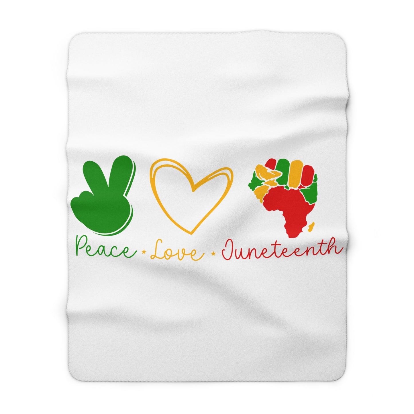 Juneteenth Sherpa Fleece Blanket - Cozy Peace, Love, Africa Design