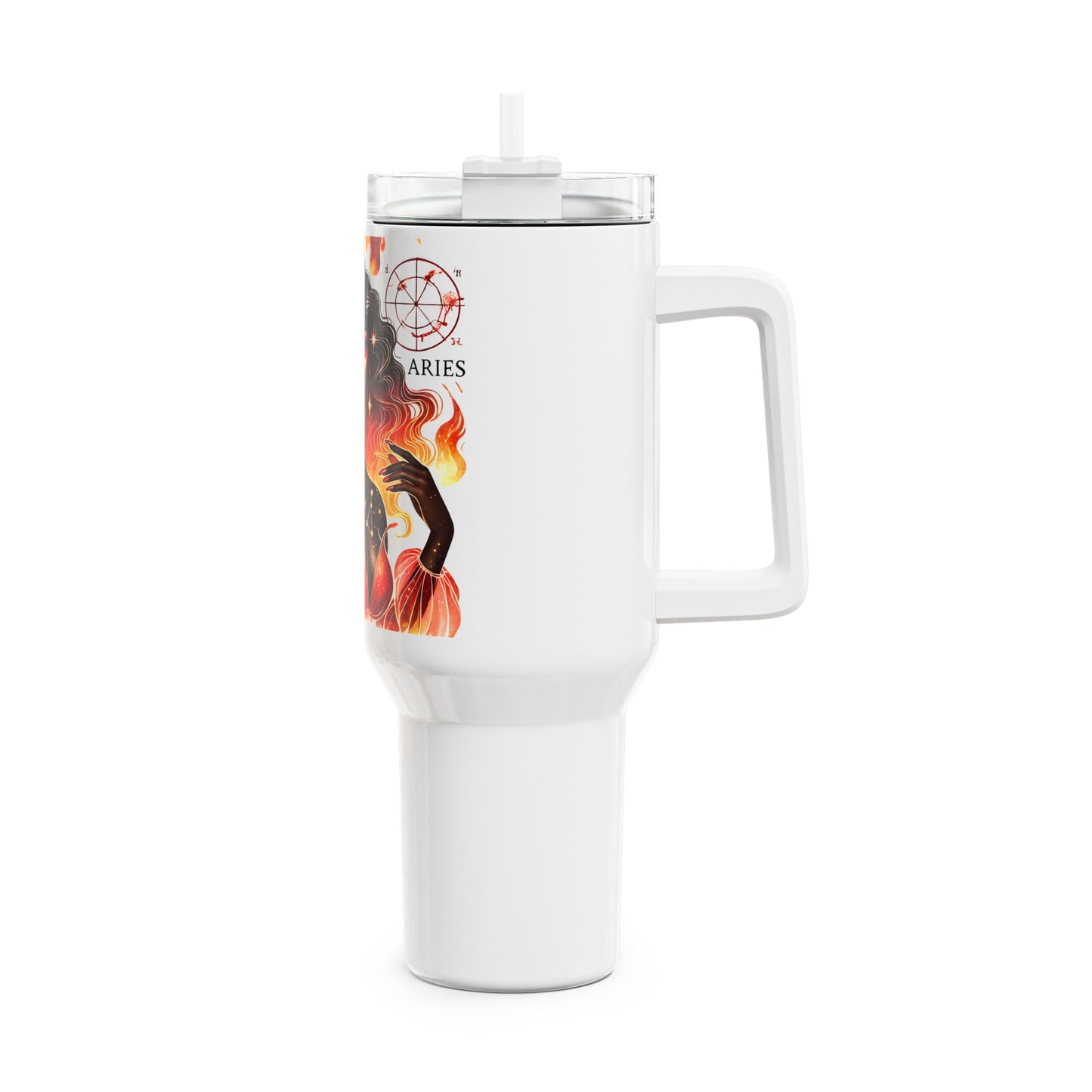 40oz Fire Element Zodiac Tumbler — Fiery Aries Goddess Travel Mug
