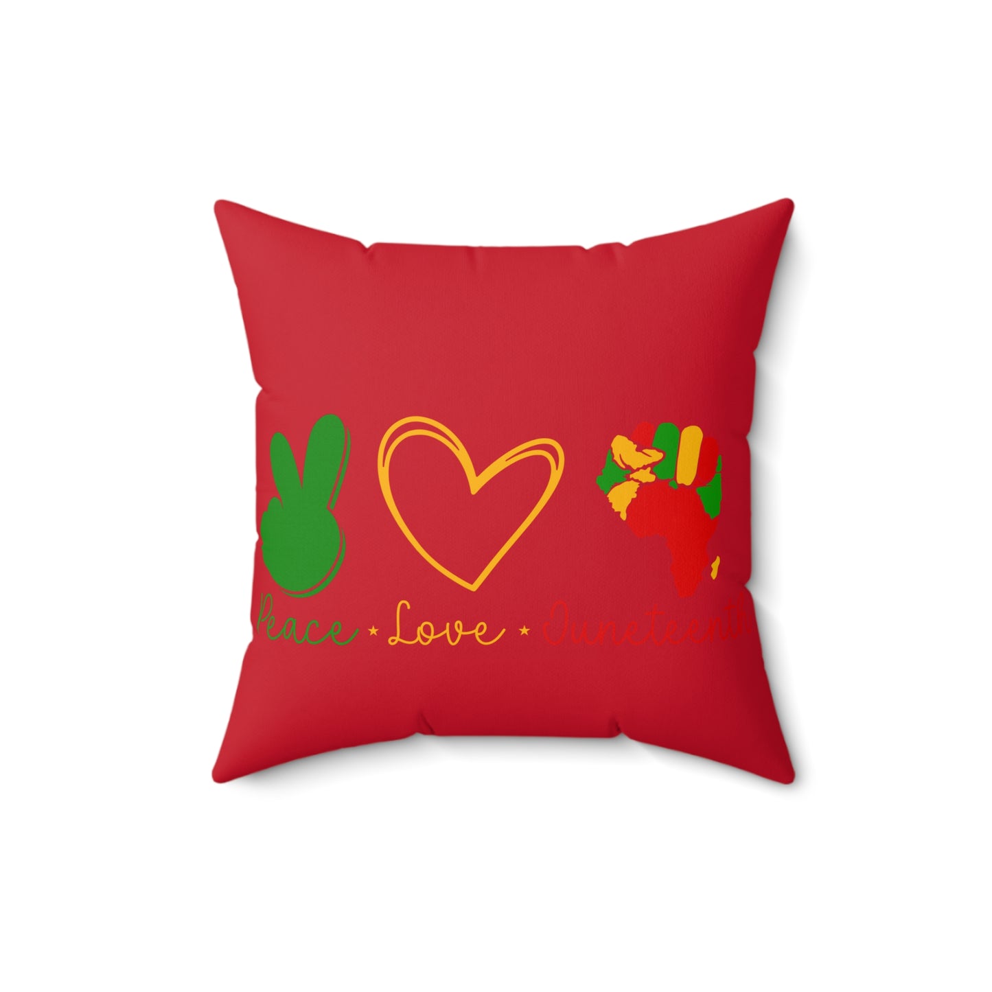Peace Love Unity Square Pillow - Red Decorative Cushion