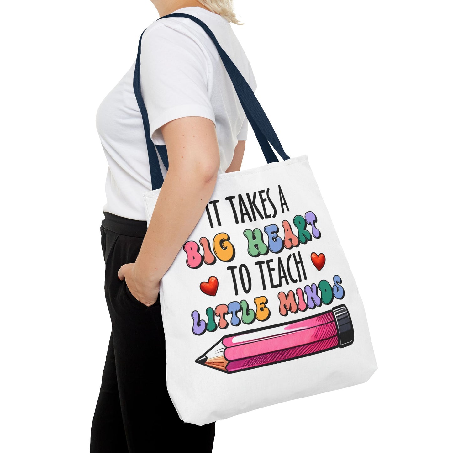 Big Heart Teacher Tote Bag - Colorful Design for Educators