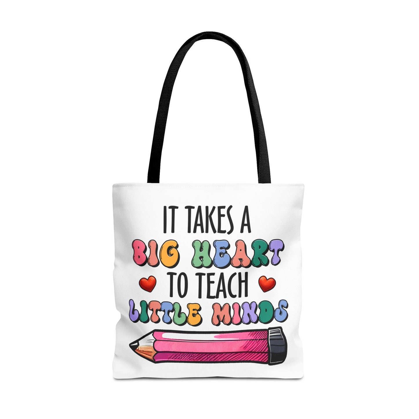 Big Heart Teacher Tote Bag - Colorful Design for Educators