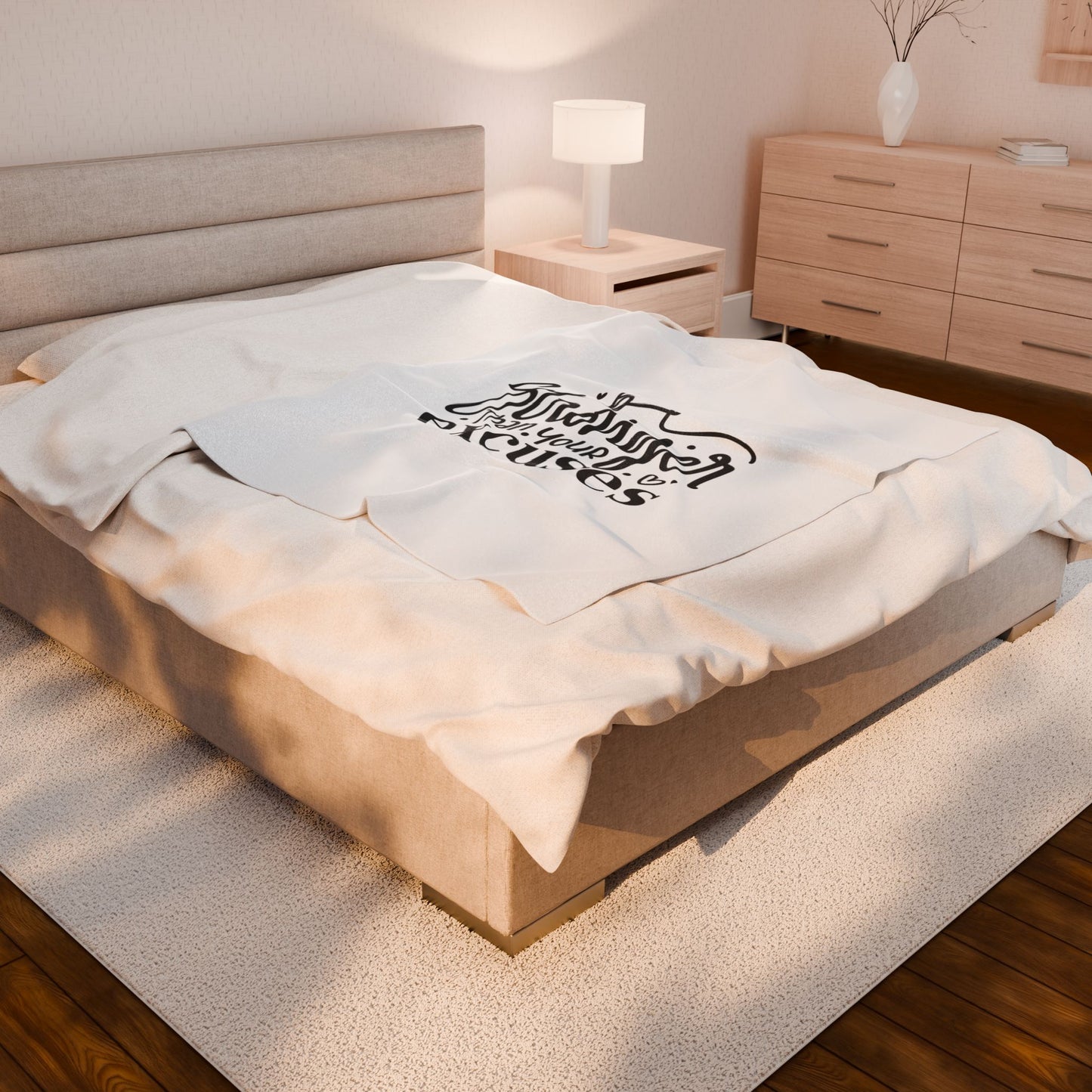 Motivational Velveteen Plush Blanket - 'Be Stronger Than Your Excuses'