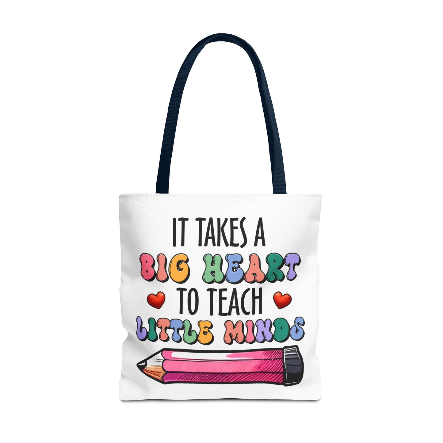 Big Heart Teacher Tote Bag - Colorful Design for Educators