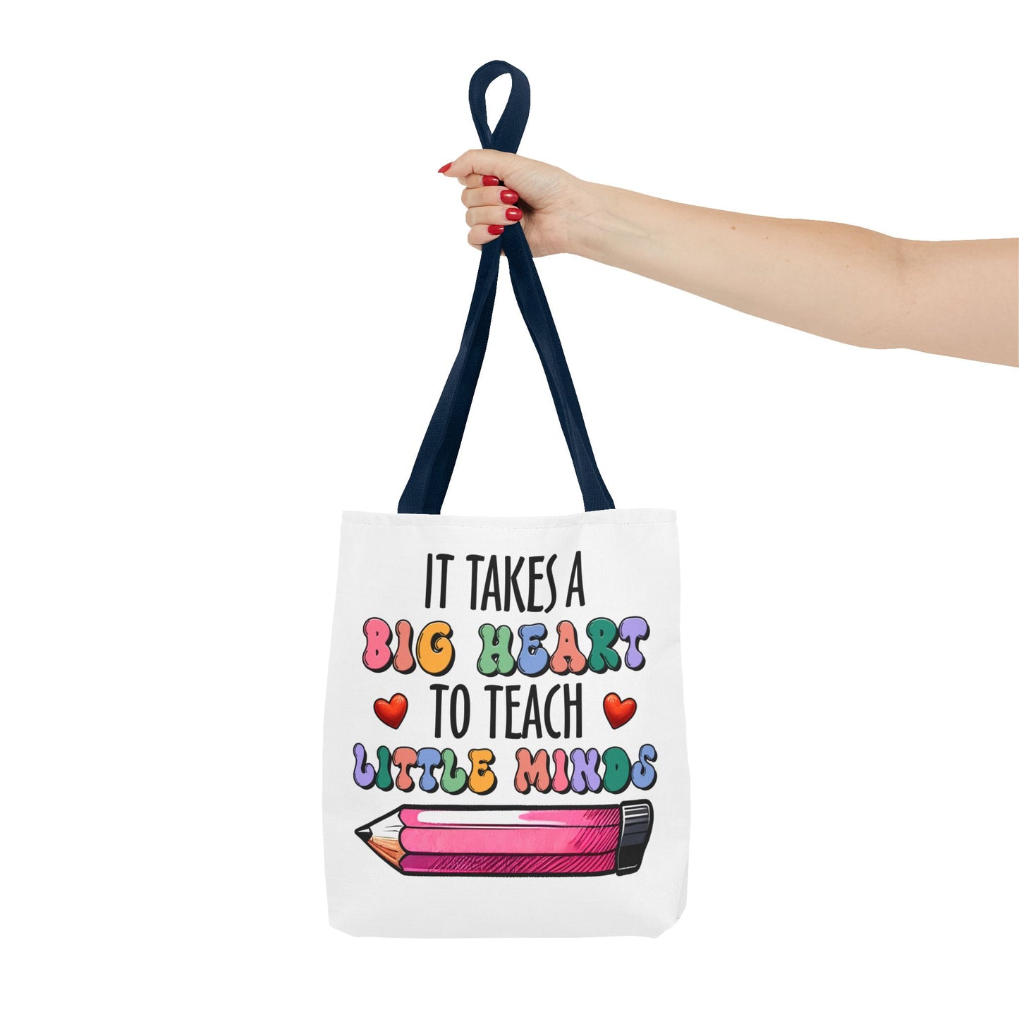 Big Heart Teacher Tote Bag - Colorful Design for Educators