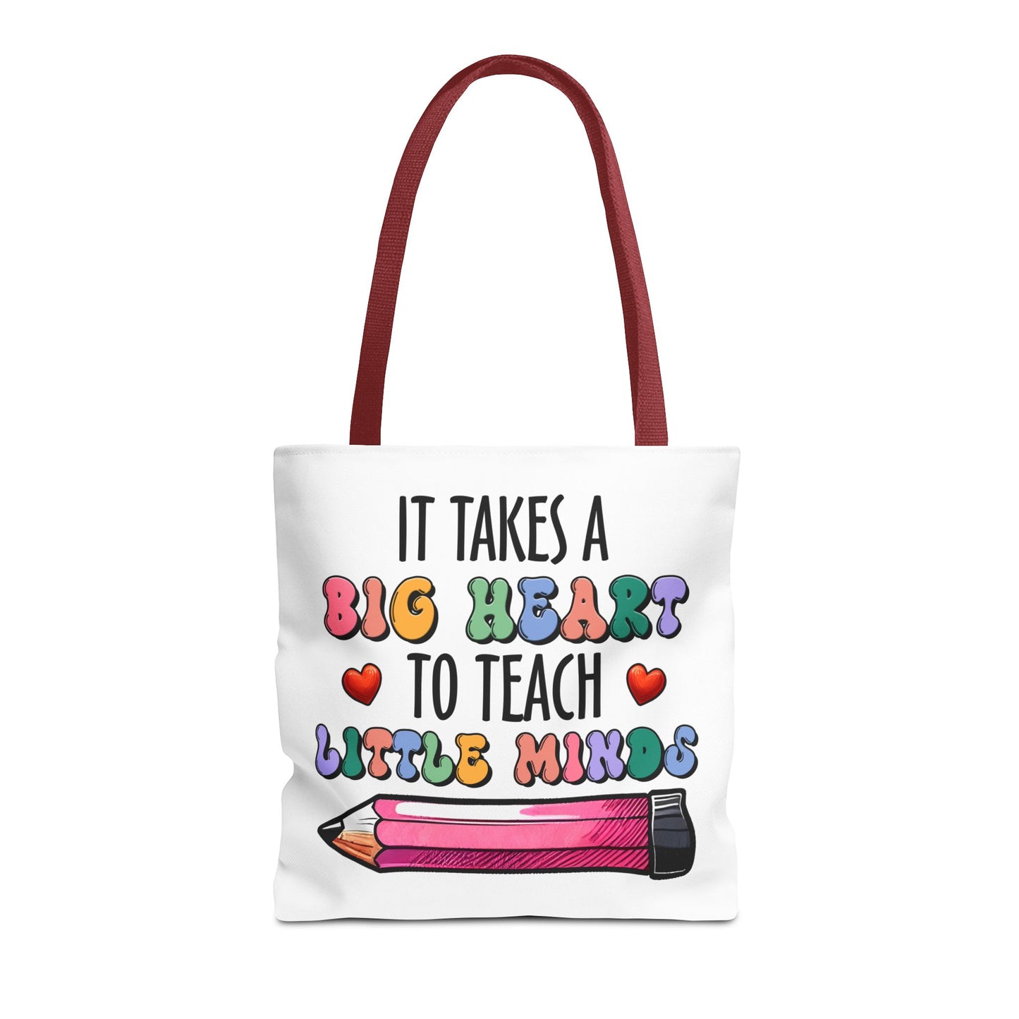 Big Heart Teacher Tote Bag - Colorful Design for Educators
