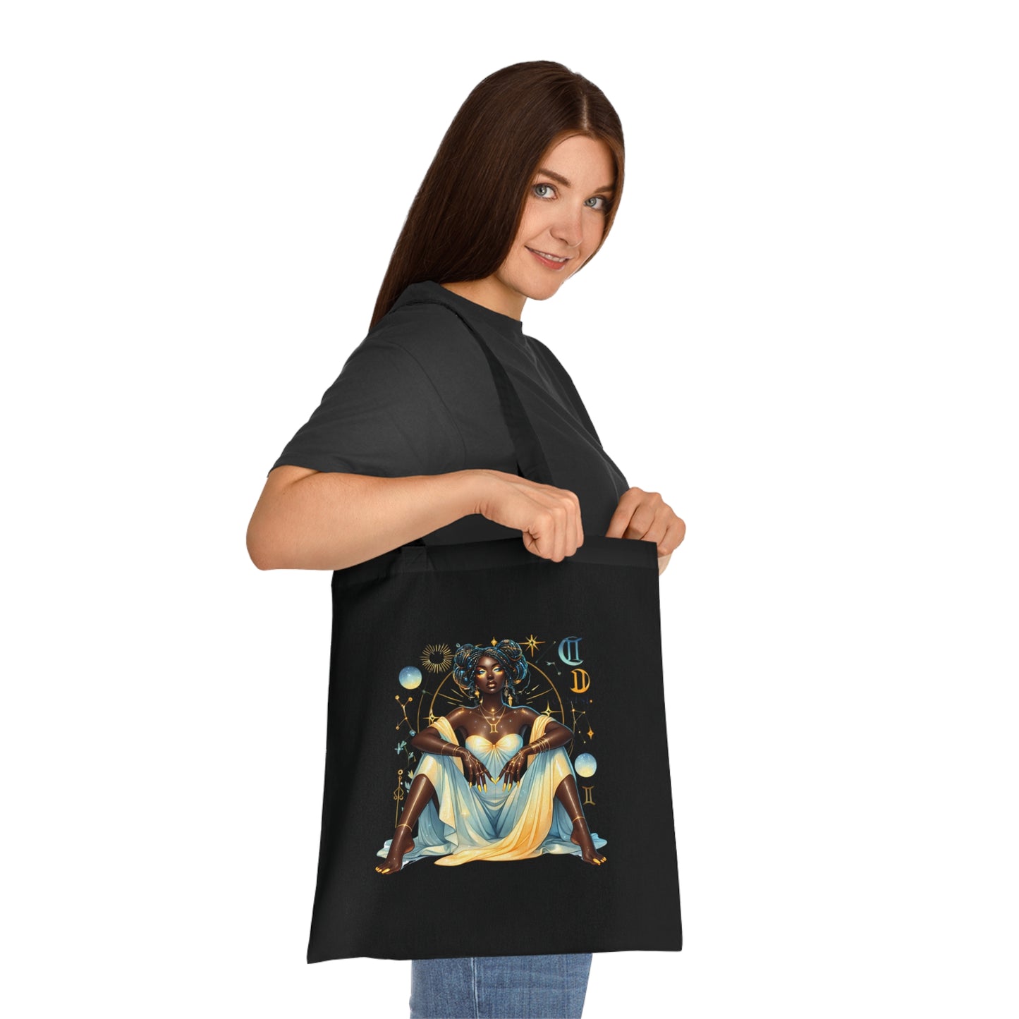 Zodiac Gemini Goddess Cotton Tote Bag — Astrological Art Market Tote