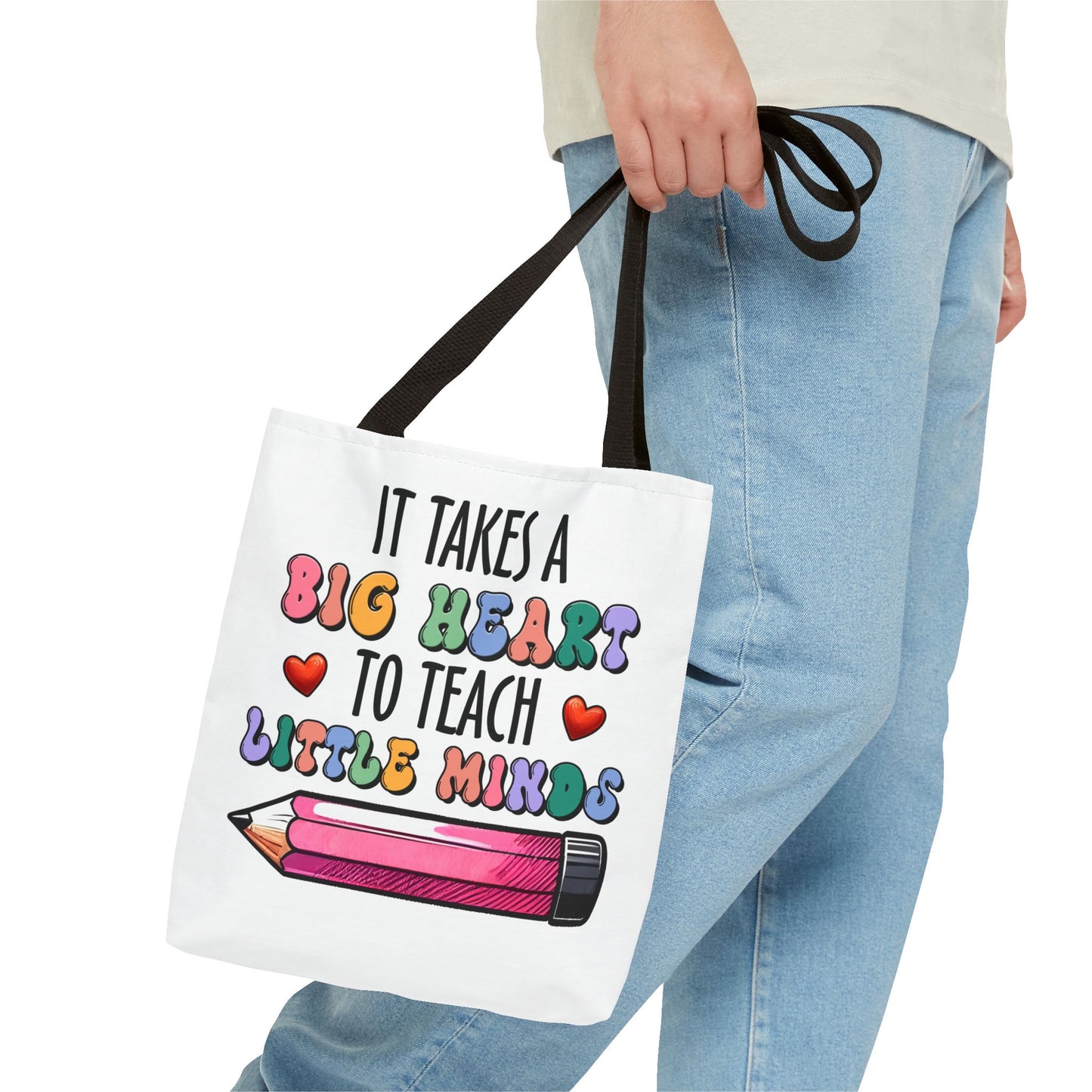 Big Heart Teacher Tote Bag - Colorful Design for Educators