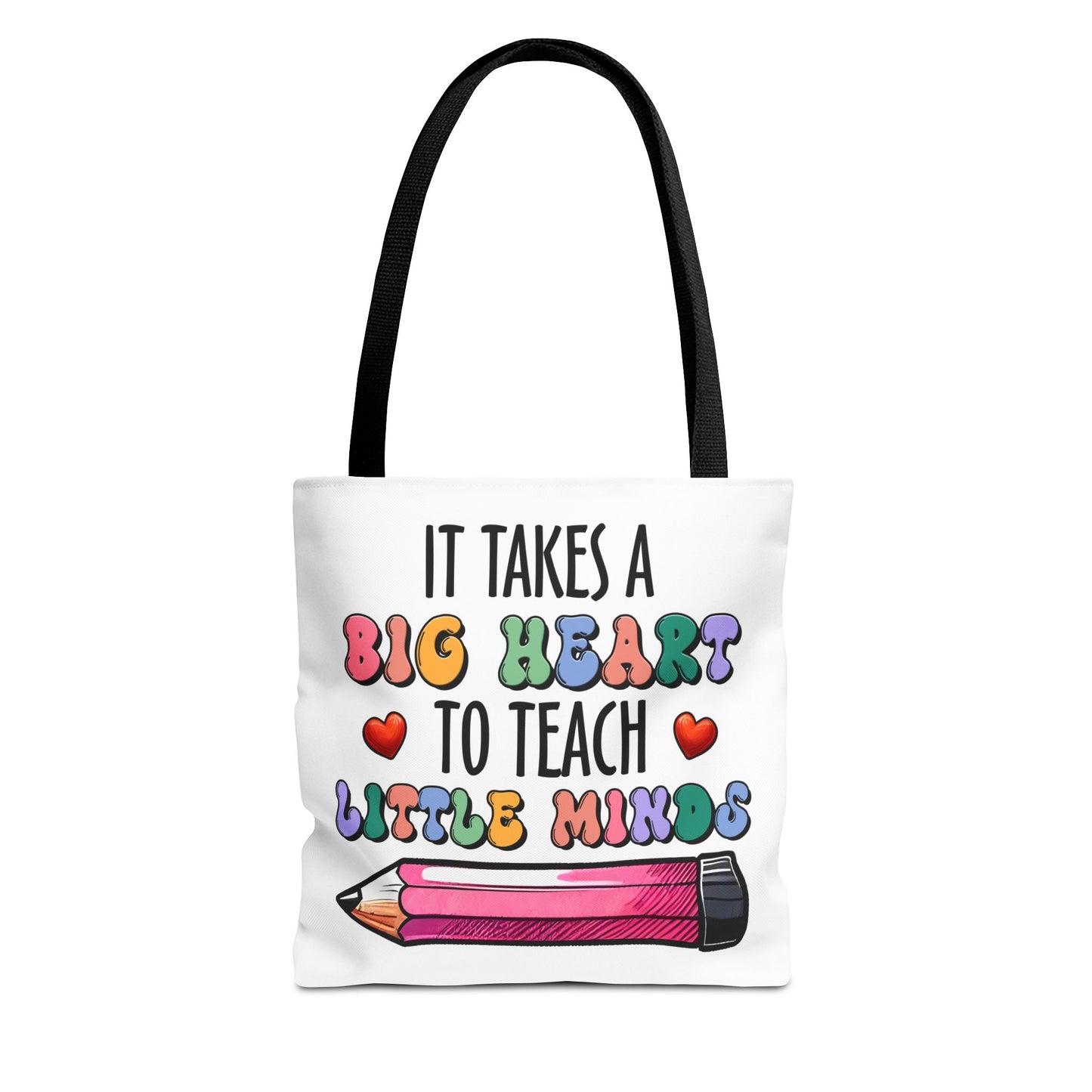 Big Heart Teacher Tote Bag - Colorful Design for Educators