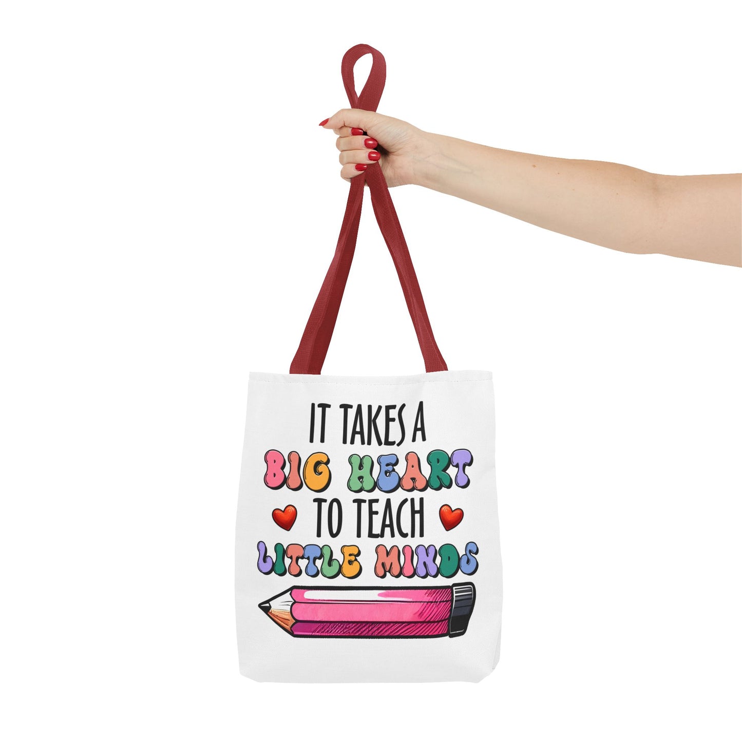 Big Heart Teacher Tote Bag - Colorful Design for Educators