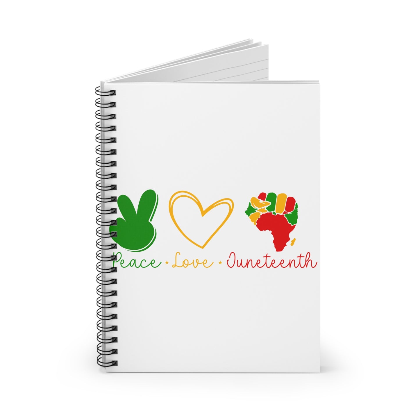 Peace Love Juneteenth Spiral Notebook - Ruled Lines