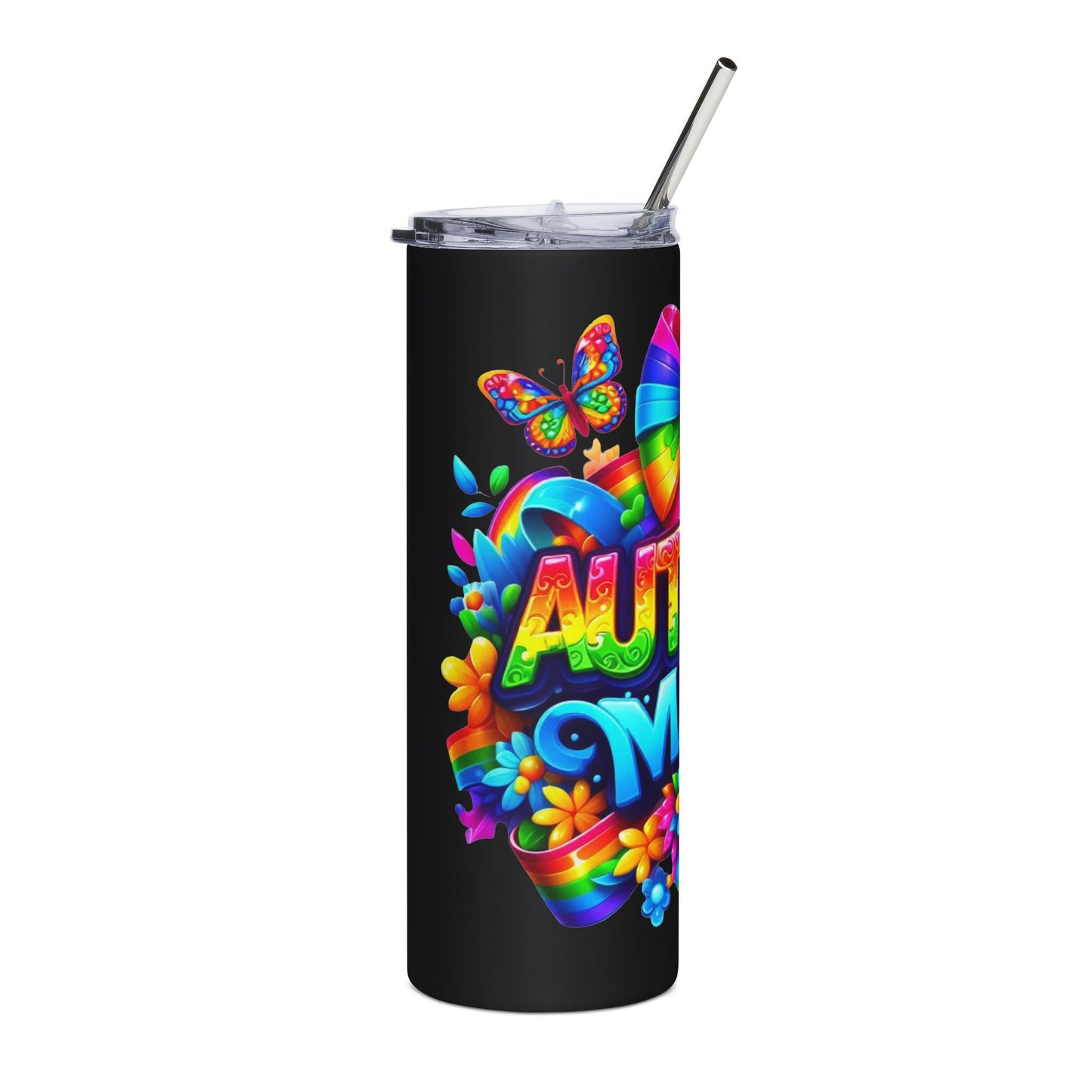 Colorful Autism Mom Stainless Steel Tumbler | 20oz Insulated Mug for Awareness & Celebrations