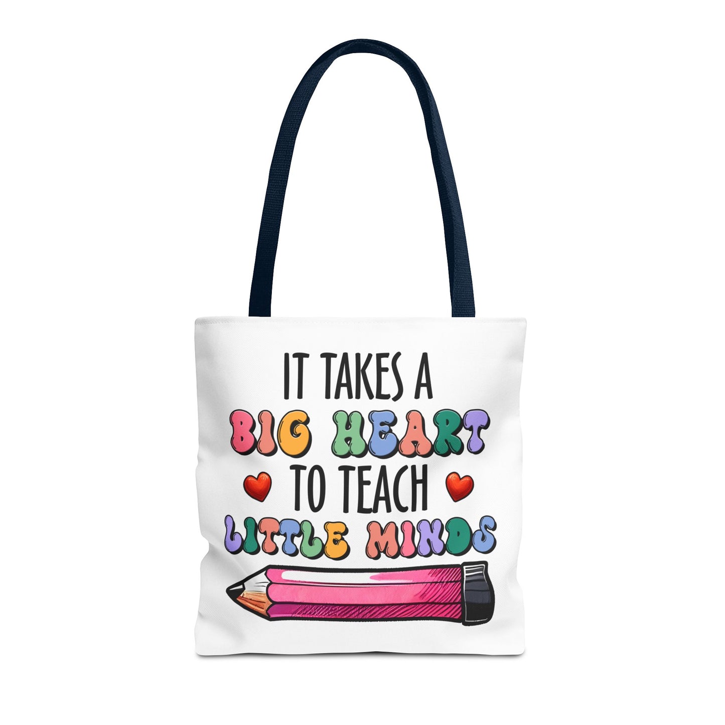 Big Heart Teacher Tote Bag - Colorful Design for Educators