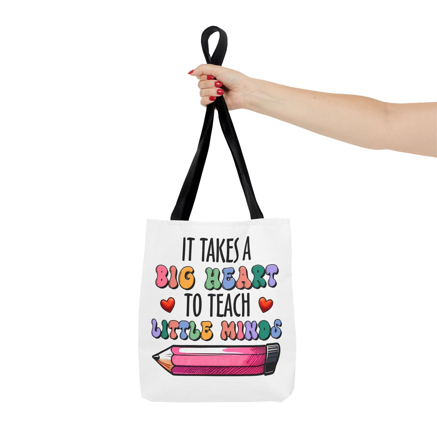 Big Heart Teacher Tote Bag - Colorful Design for Educators
