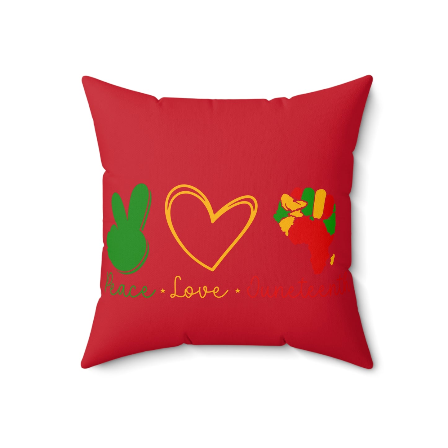 Peace Love Unity Square Pillow - Red Decorative Cushion