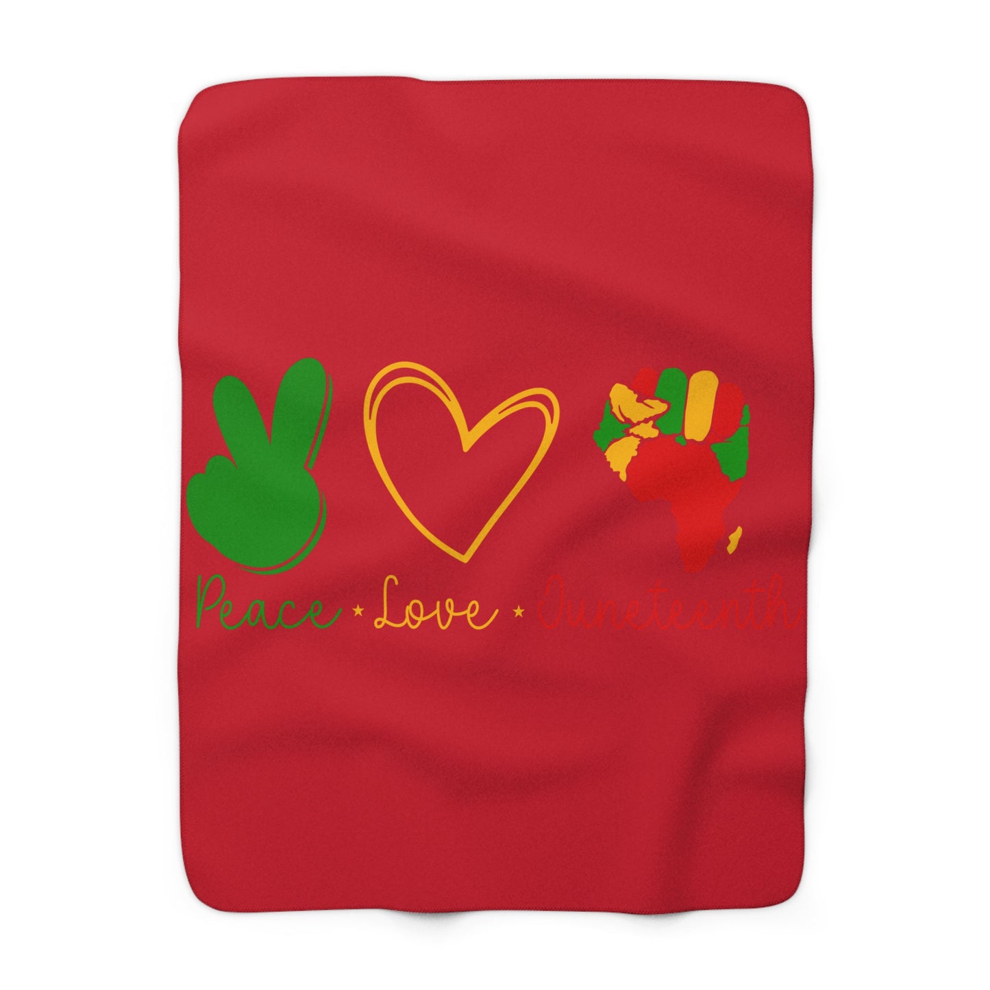 Sherpa Fleece Blanket - Peace, Love & Juneteenth Design