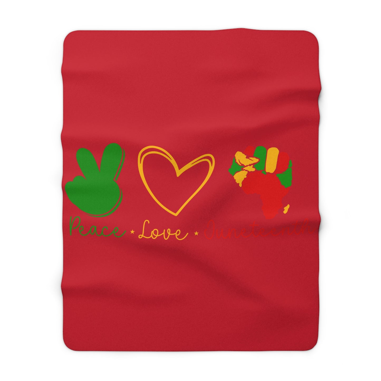 Sherpa Fleece Blanket - Peace, Love & Juneteenth Design