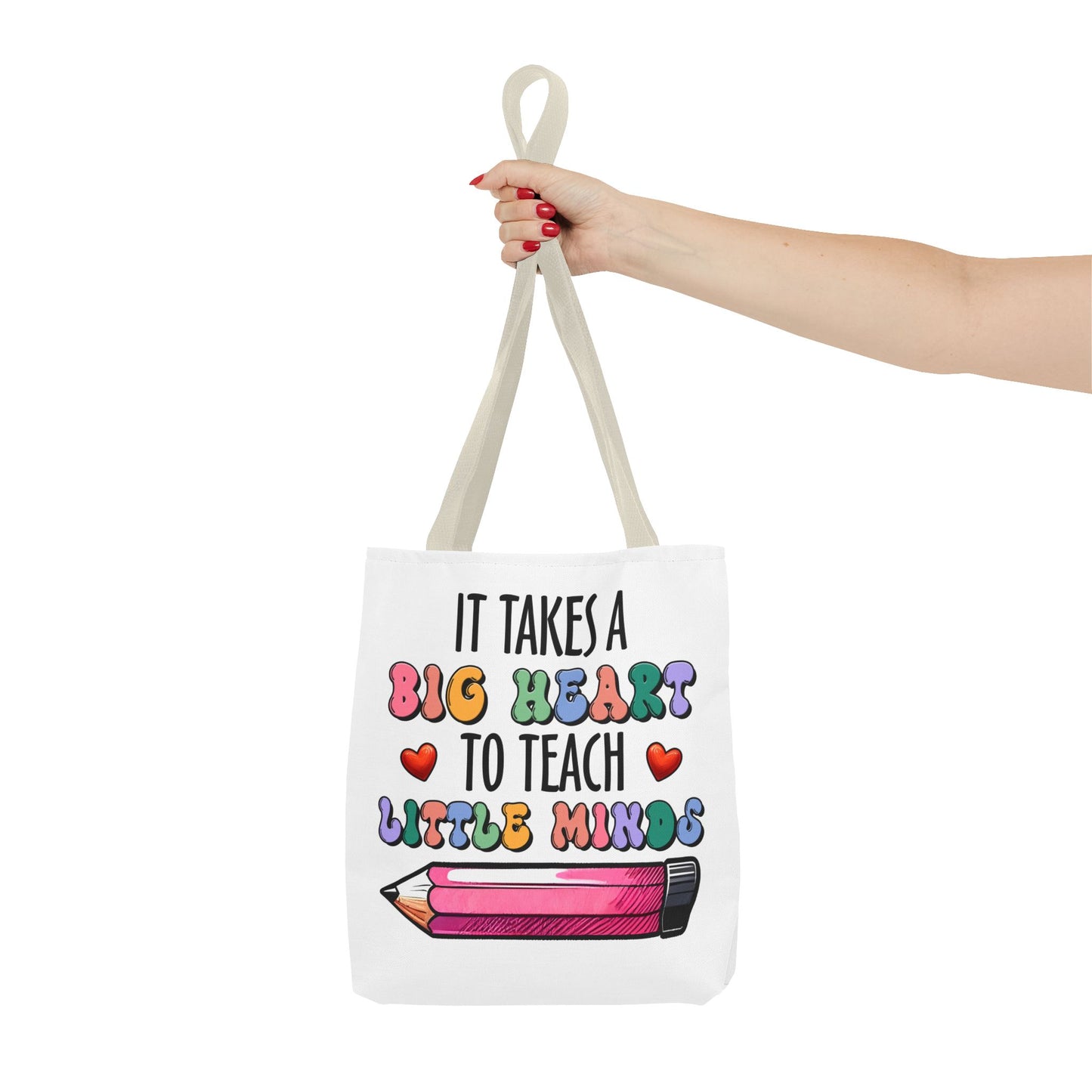 Big Heart Teacher Tote Bag - Colorful Design for Educators