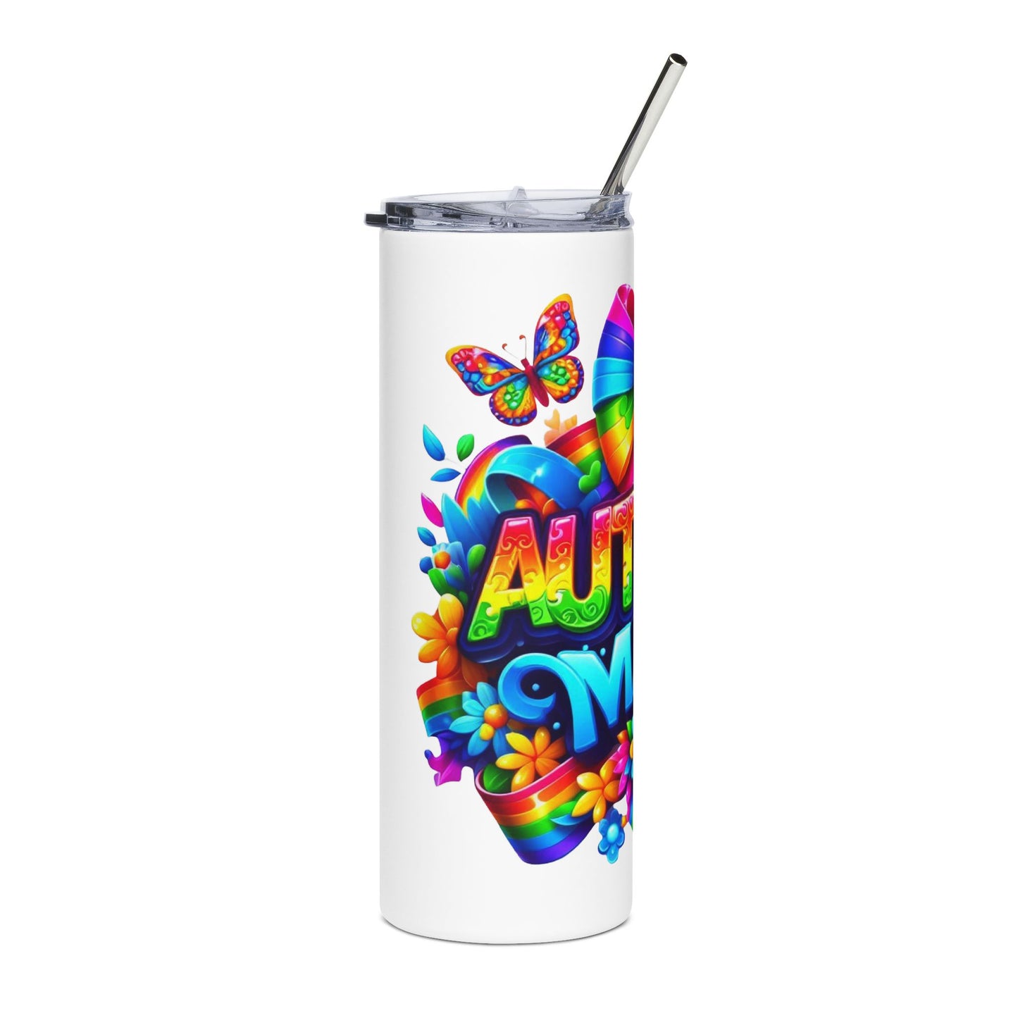 Colorful Autism Mom Stainless Steel Tumbler | 20oz Insulated Mug for Awareness & Celebrations