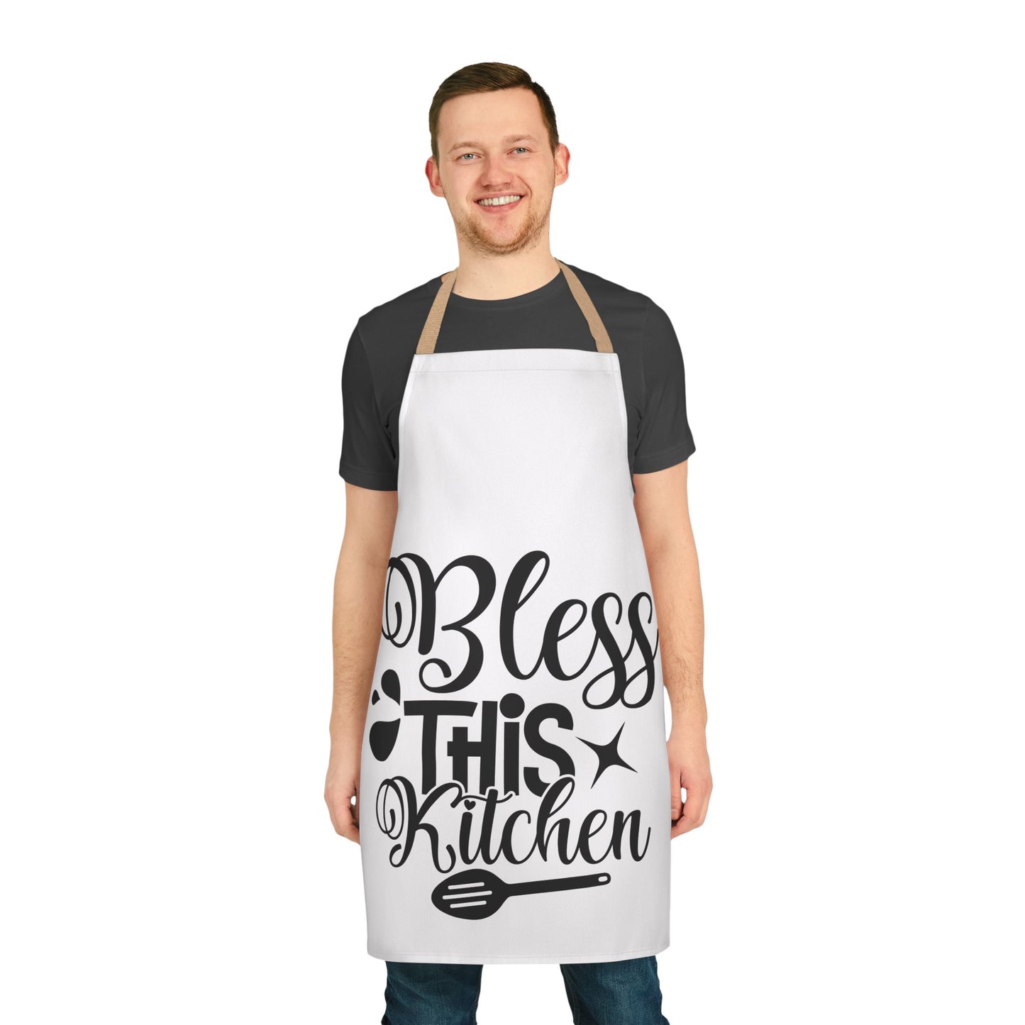Inspirational Kitchen Apron with 5-Color Straps - 'Bless This Kitchen'