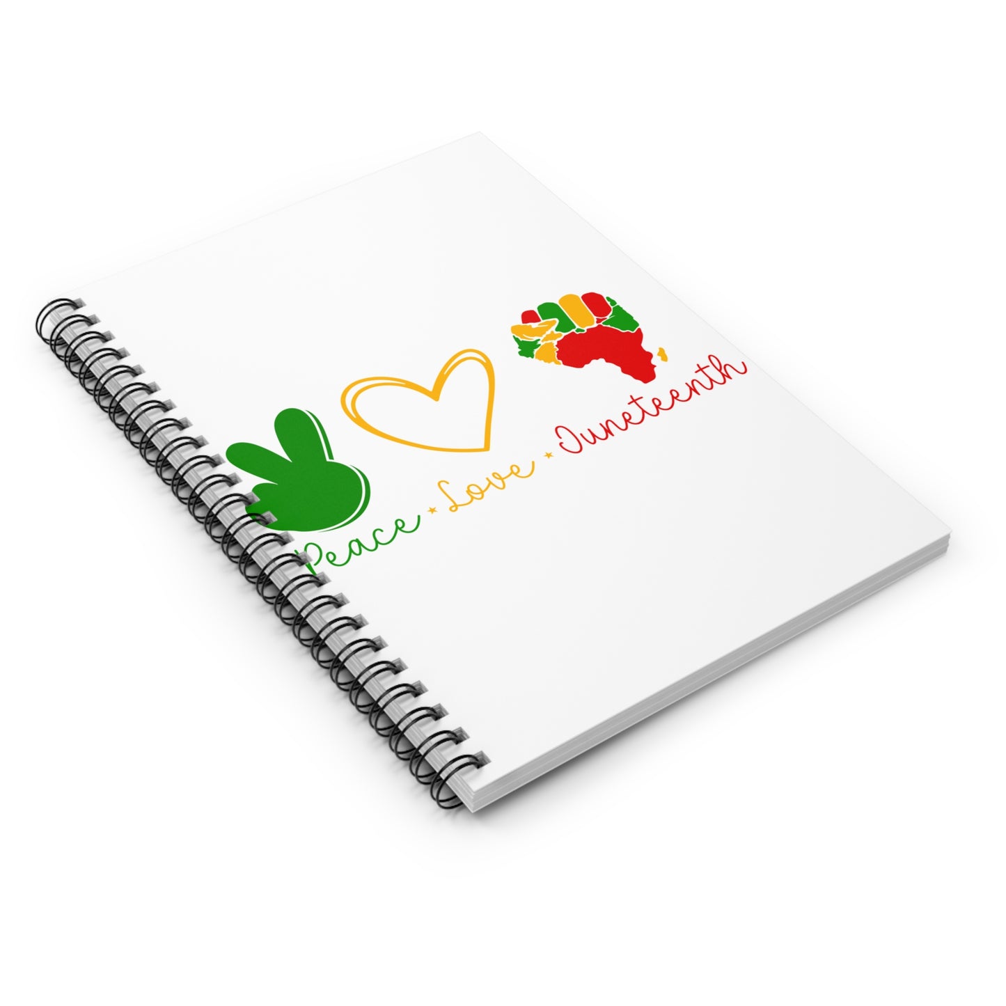 Peace Love Juneteenth Spiral Notebook - Ruled Lines