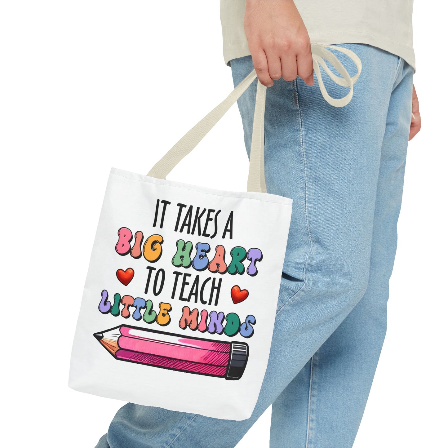Big Heart Teacher Tote Bag - Colorful Design for Educators