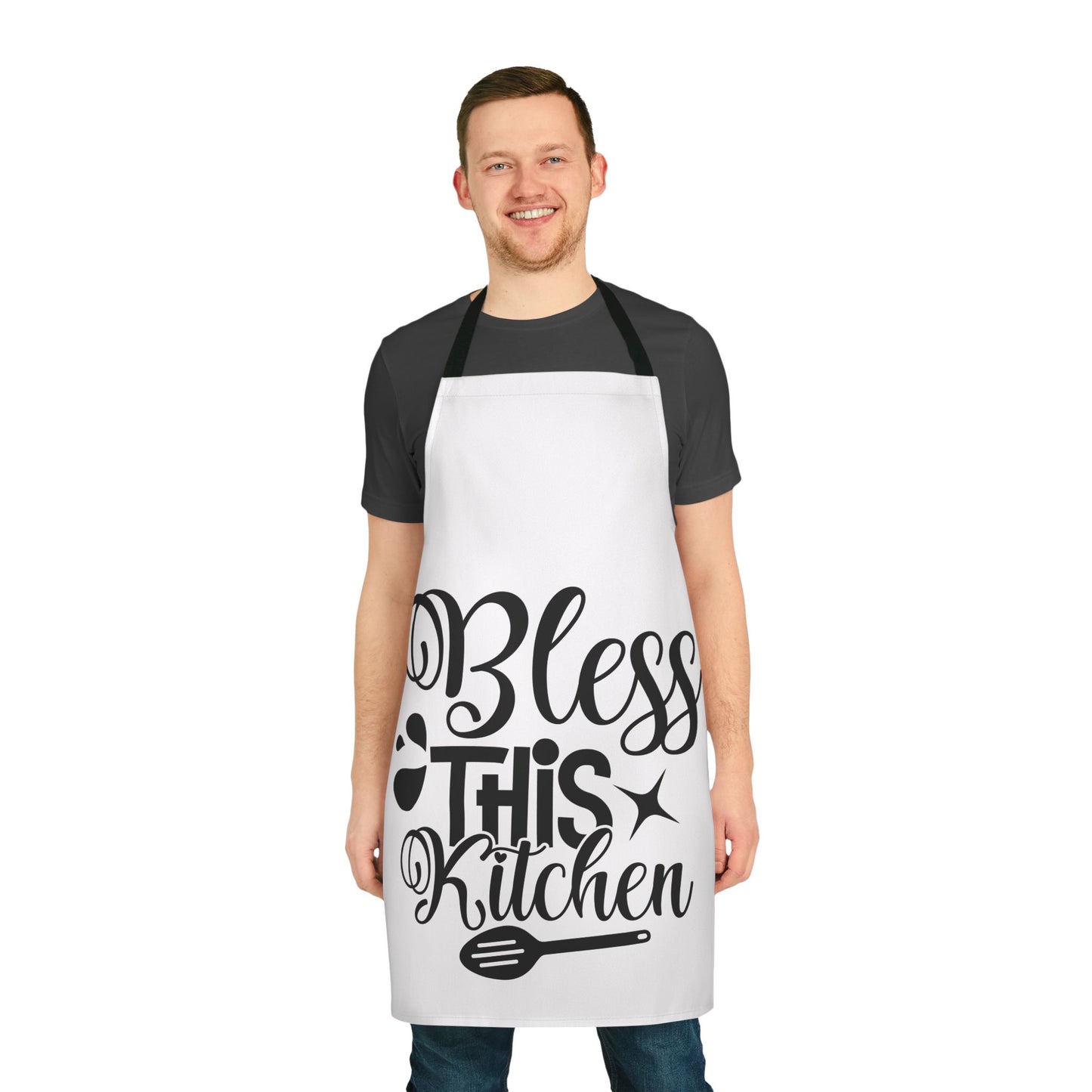 Inspirational Kitchen Apron with 5-Color Straps - 'Bless This Kitchen'