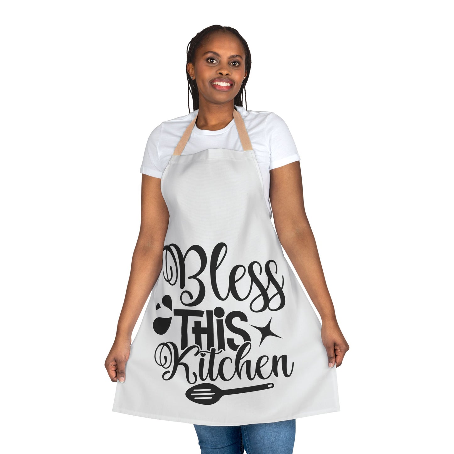 Inspirational Kitchen Apron with 5-Color Straps - 'Bless This Kitchen'