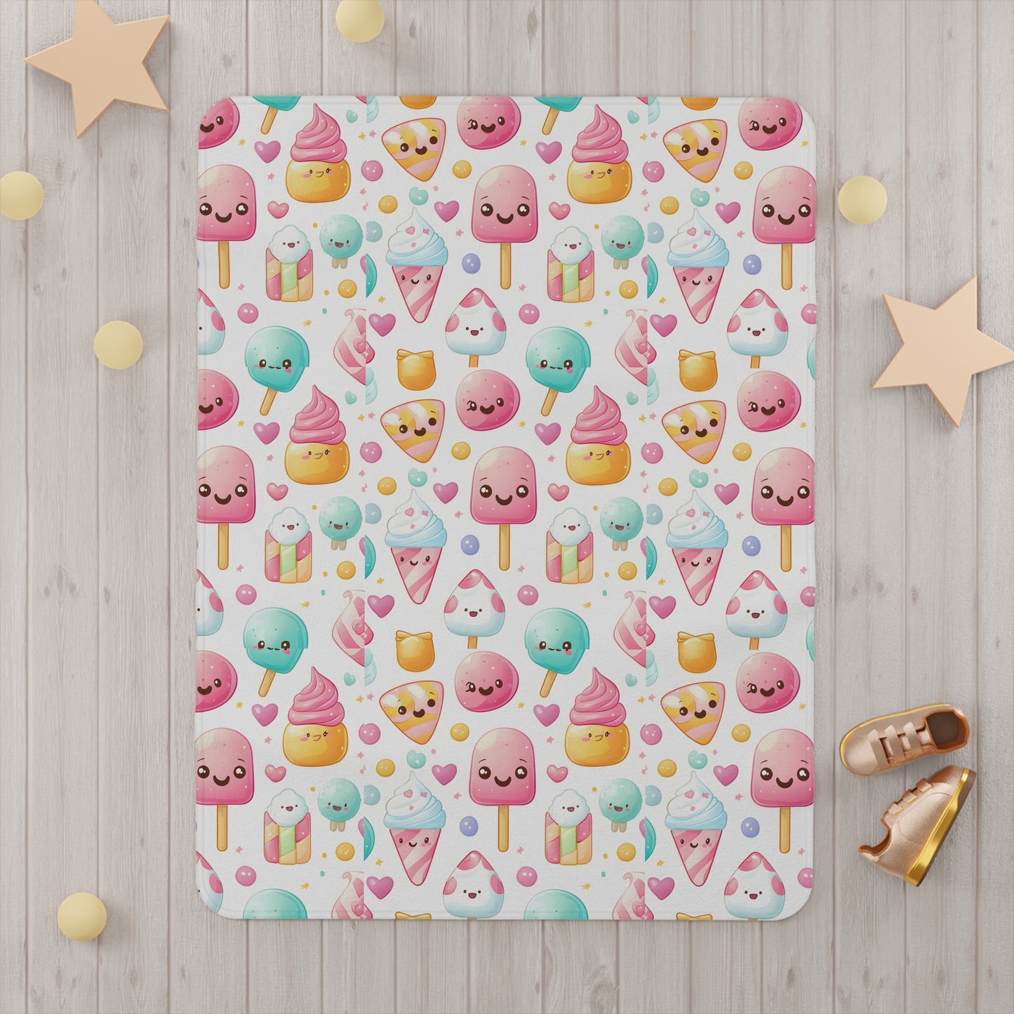 Cute Ice Cream Toddler Blanket - Soft & Cozy Playtime Accessory