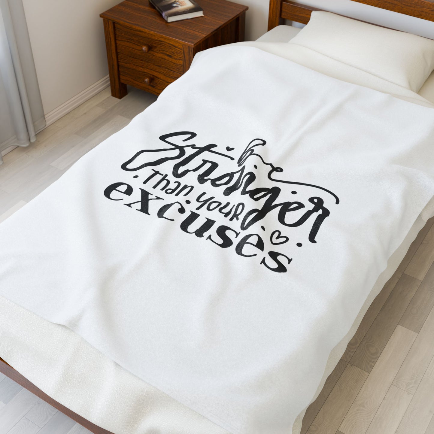 Motivational Velveteen Plush Blanket - 'Be Stronger Than Your Excuses'