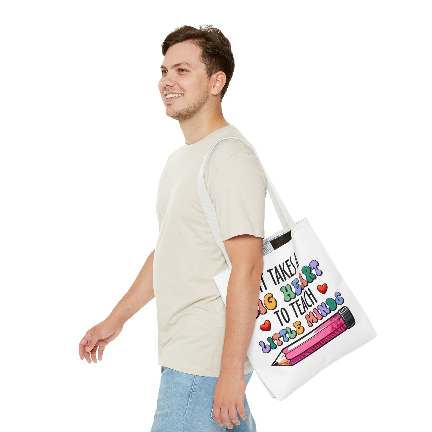 Big Heart Teacher Tote Bag - Colorful Design for Educators