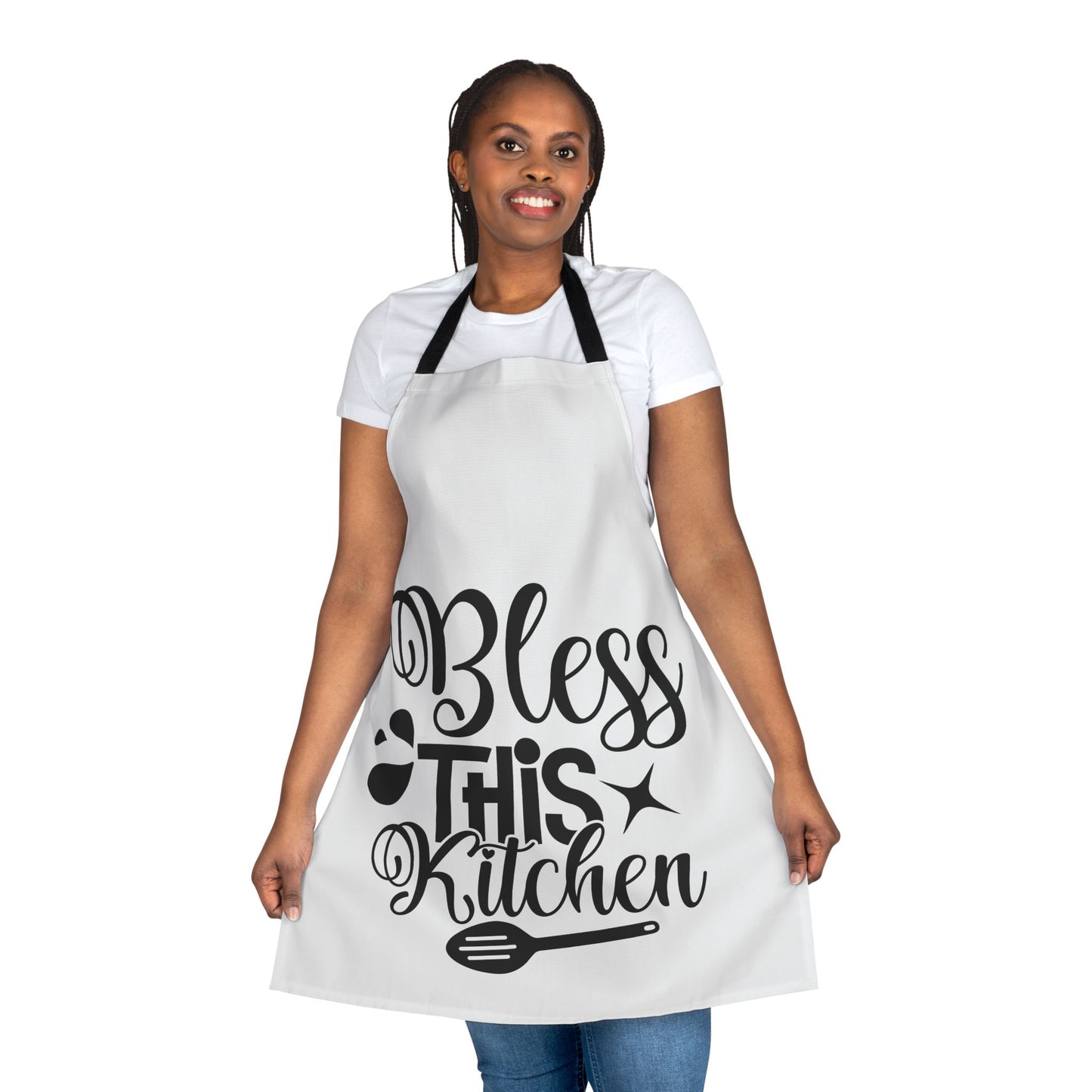 Inspirational Kitchen Apron with 5-Color Straps - 'Bless This Kitchen'