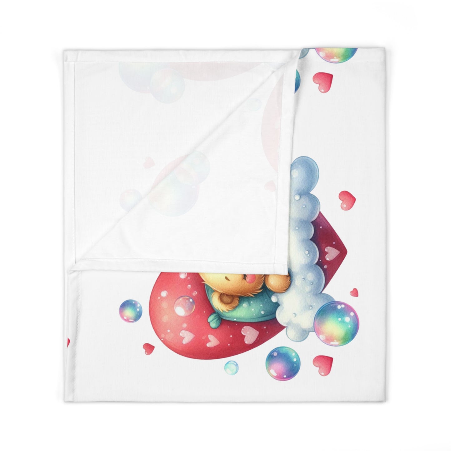 Cute Heart Pattern Baby Swaddle Blanket with Bubble and Puppy Design