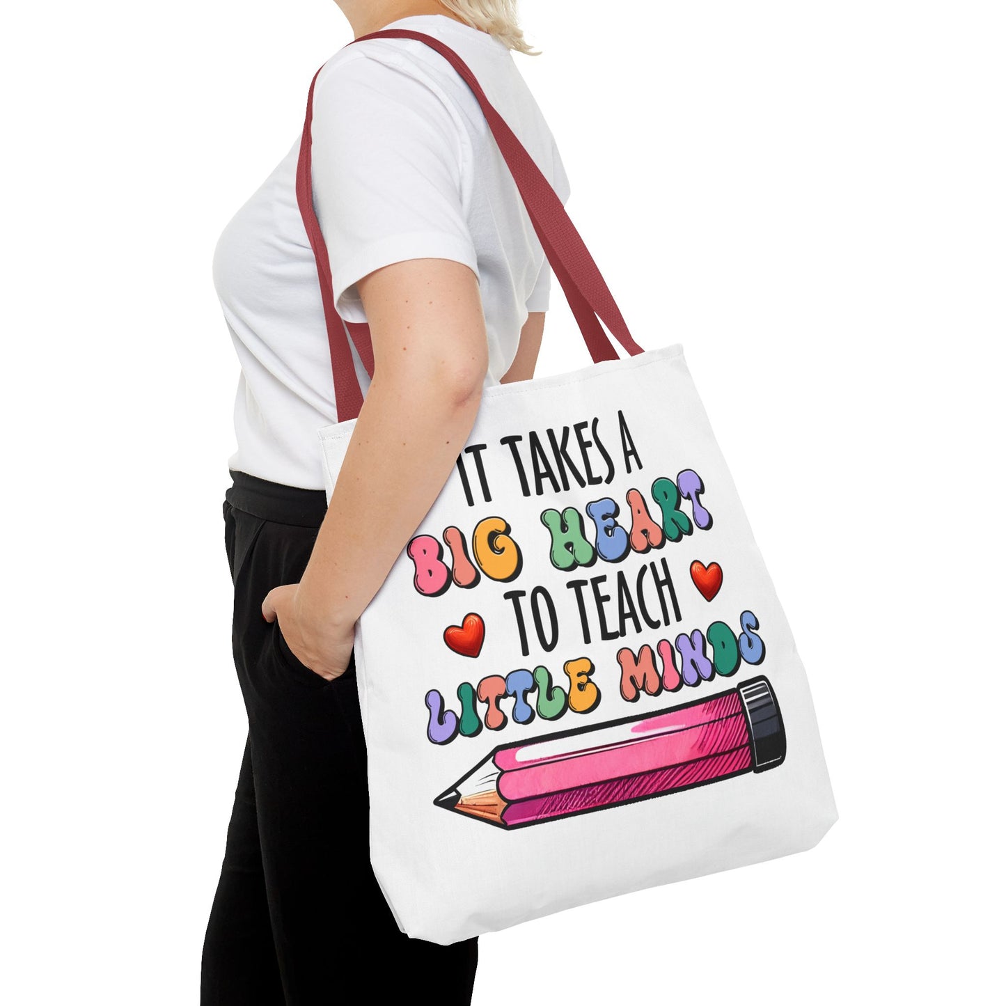 Big Heart Teacher Tote Bag - Colorful Design for Educators