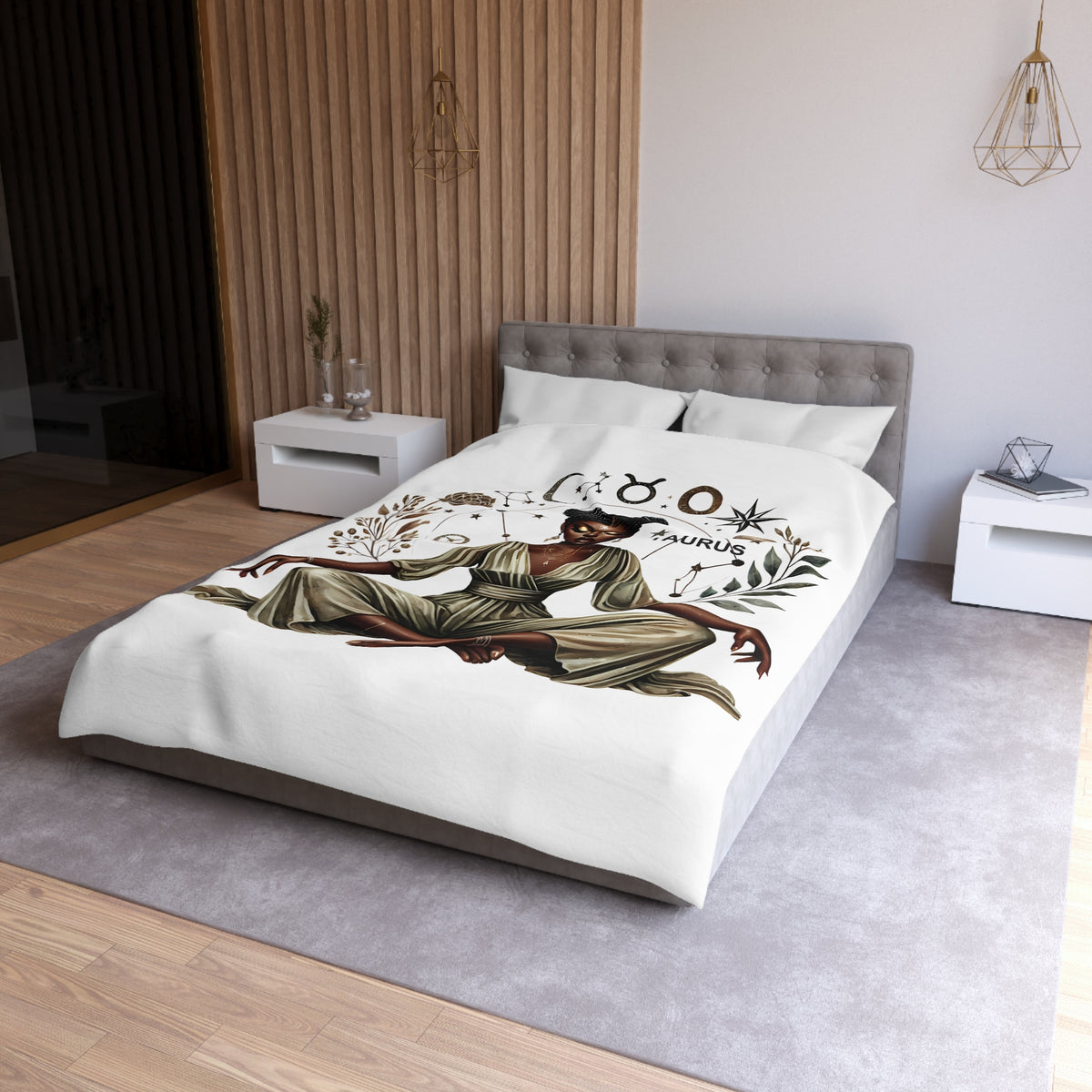 Taurus Zodiac Duvet Cover — Afrocentric Meditation Astrology Bedding