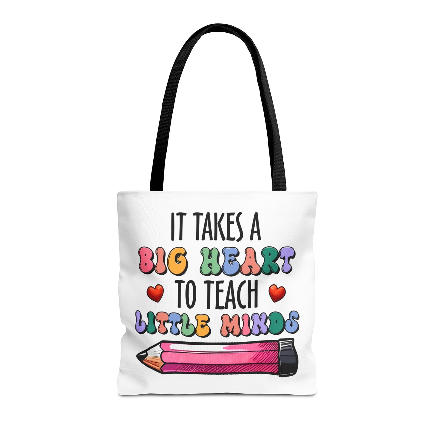 Big Heart Teacher Tote Bag - Colorful Design for Educators
