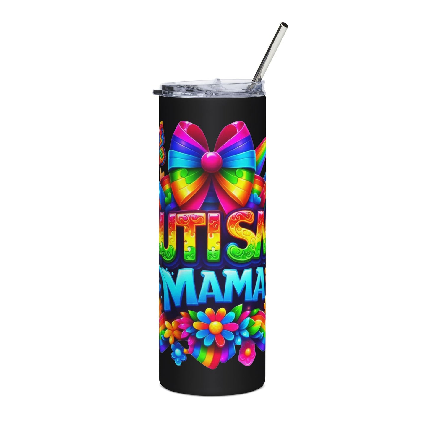 Colorful Autism Mom Stainless Steel Tumbler | 20oz Insulated Mug for Awareness & Celebrations