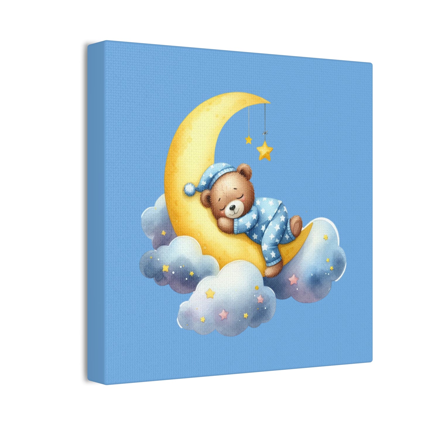 Cute Bear on Moon Canvas Art - Sweet Dreams Wall Decor for Kids' Rooms