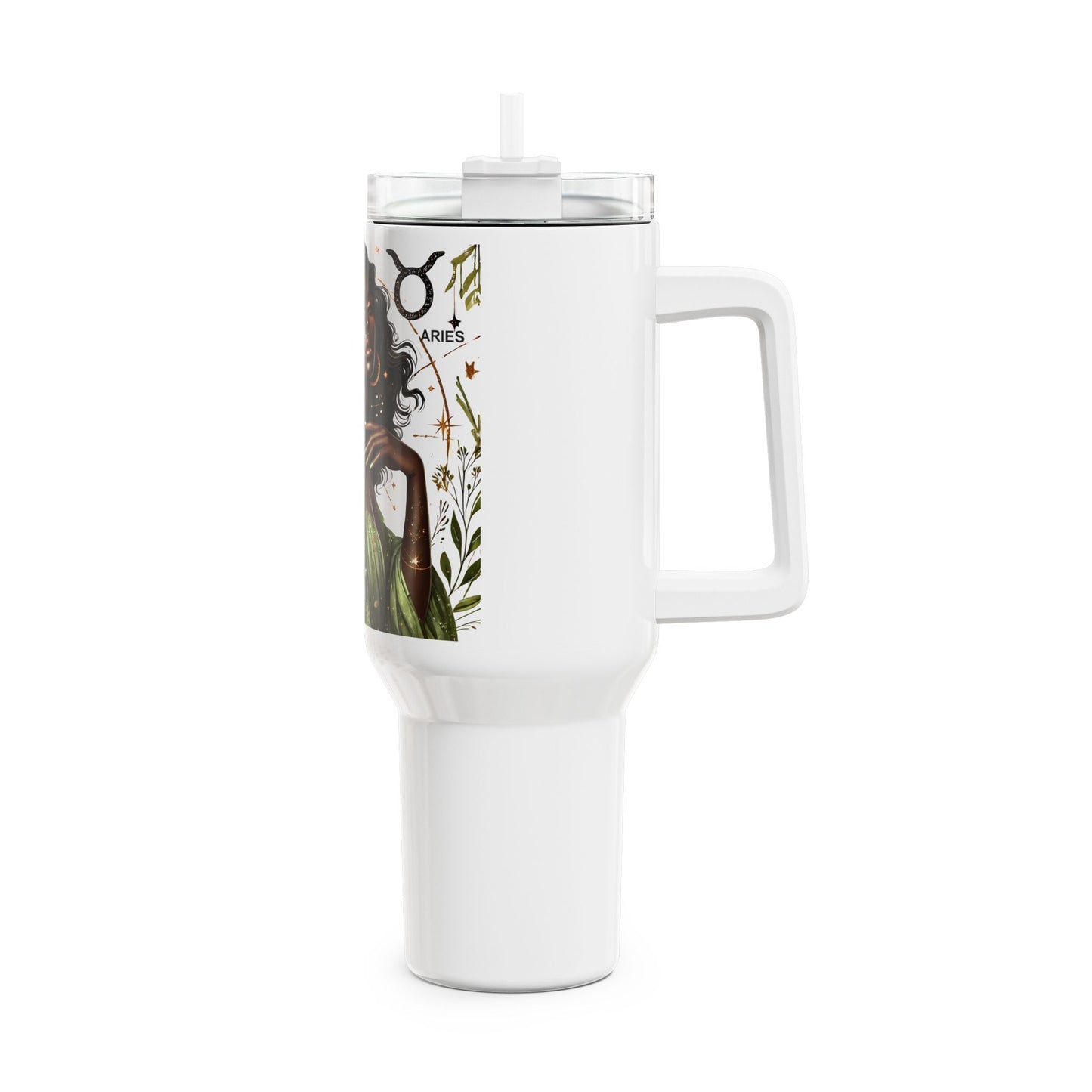40oz Zodiac Taurus Tumbler — Afrocentric Goddess Illustration Travel Mug