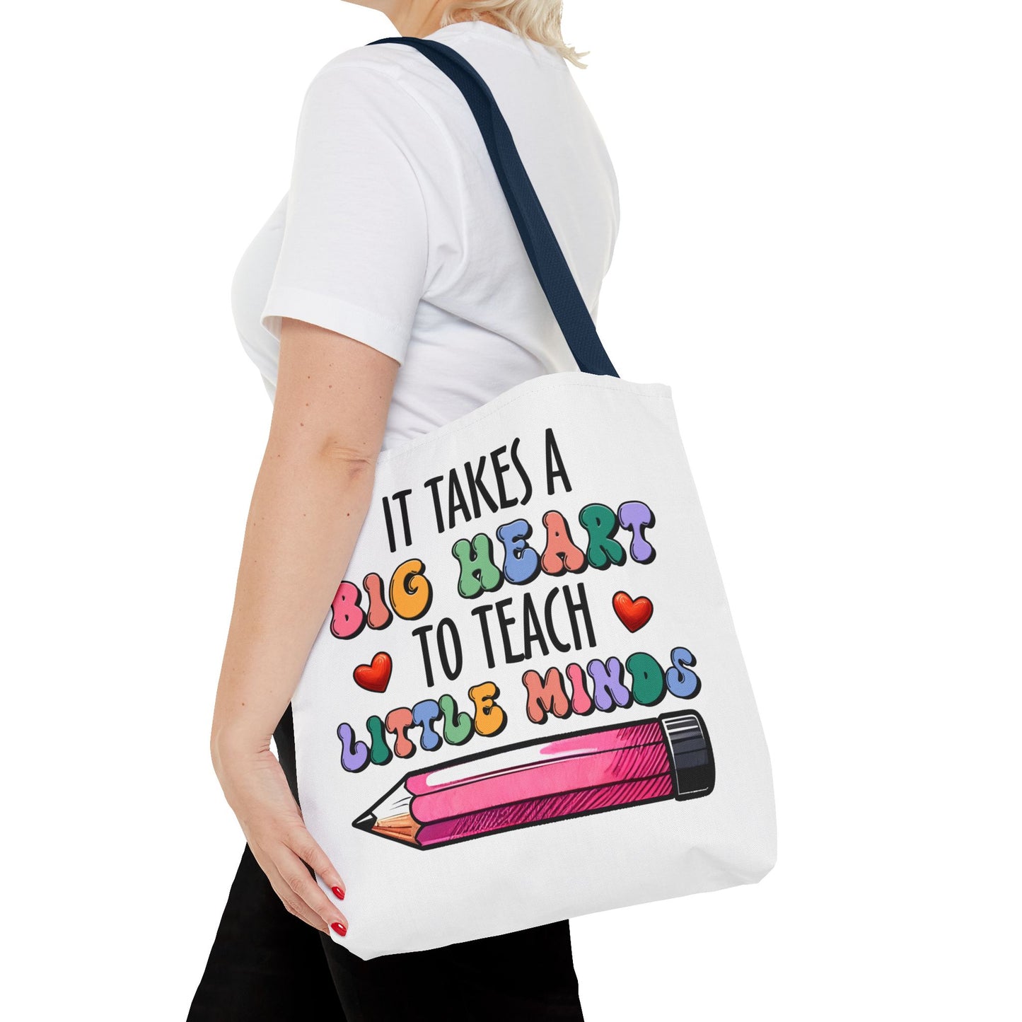 Big Heart Teacher Tote Bag - Colorful Design for Educators