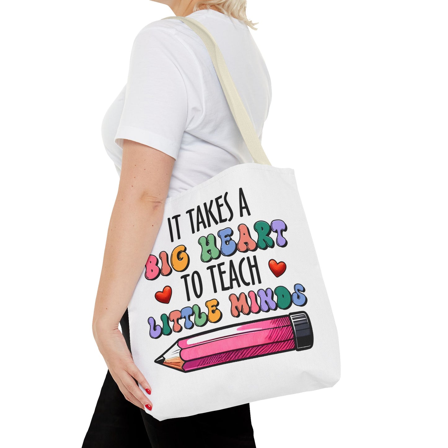 Big Heart Teacher Tote Bag - Colorful Design for Educators