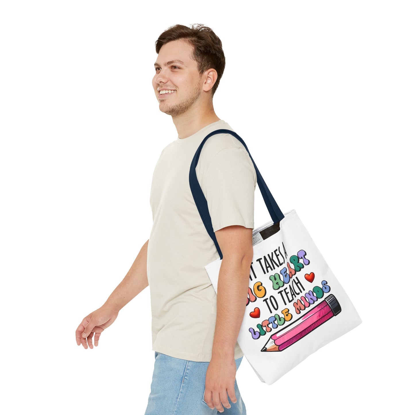 Big Heart Teacher Tote Bag - Colorful Design for Educators