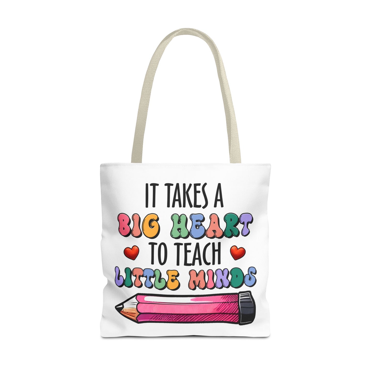 Big Heart Teacher Tote Bag - Colorful Design for Educators