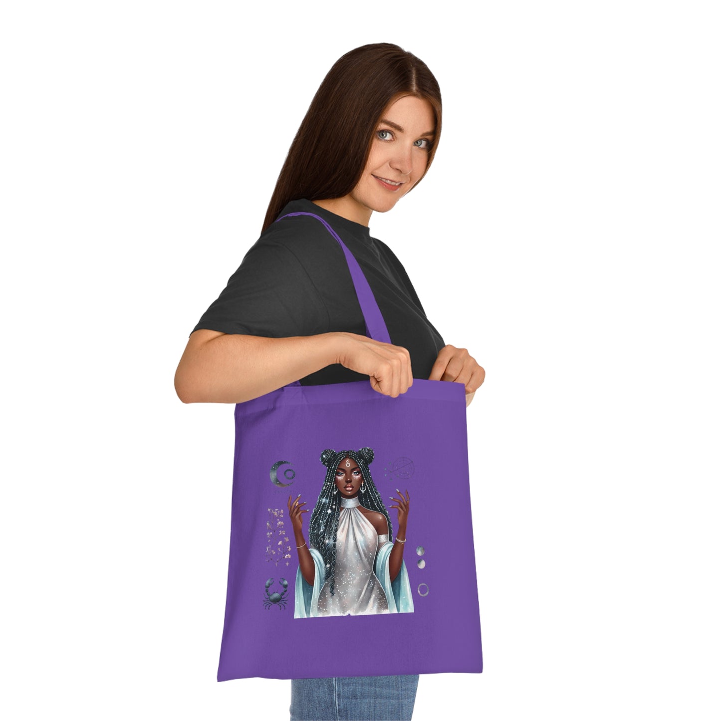 Mystic Goddess Tote Bag — Moon Phases & Celestial Witch Art Cotton Tote