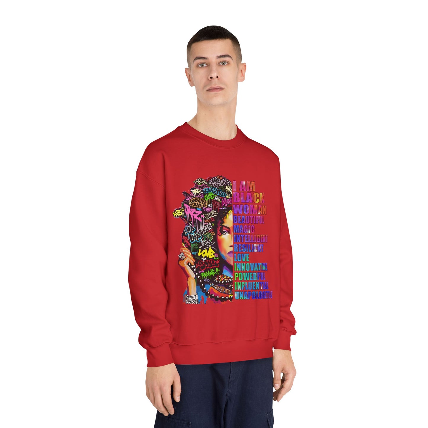 Black Woman Affirmation Sweatshirt — "I Am Black Woman" Empowerment Crewneck