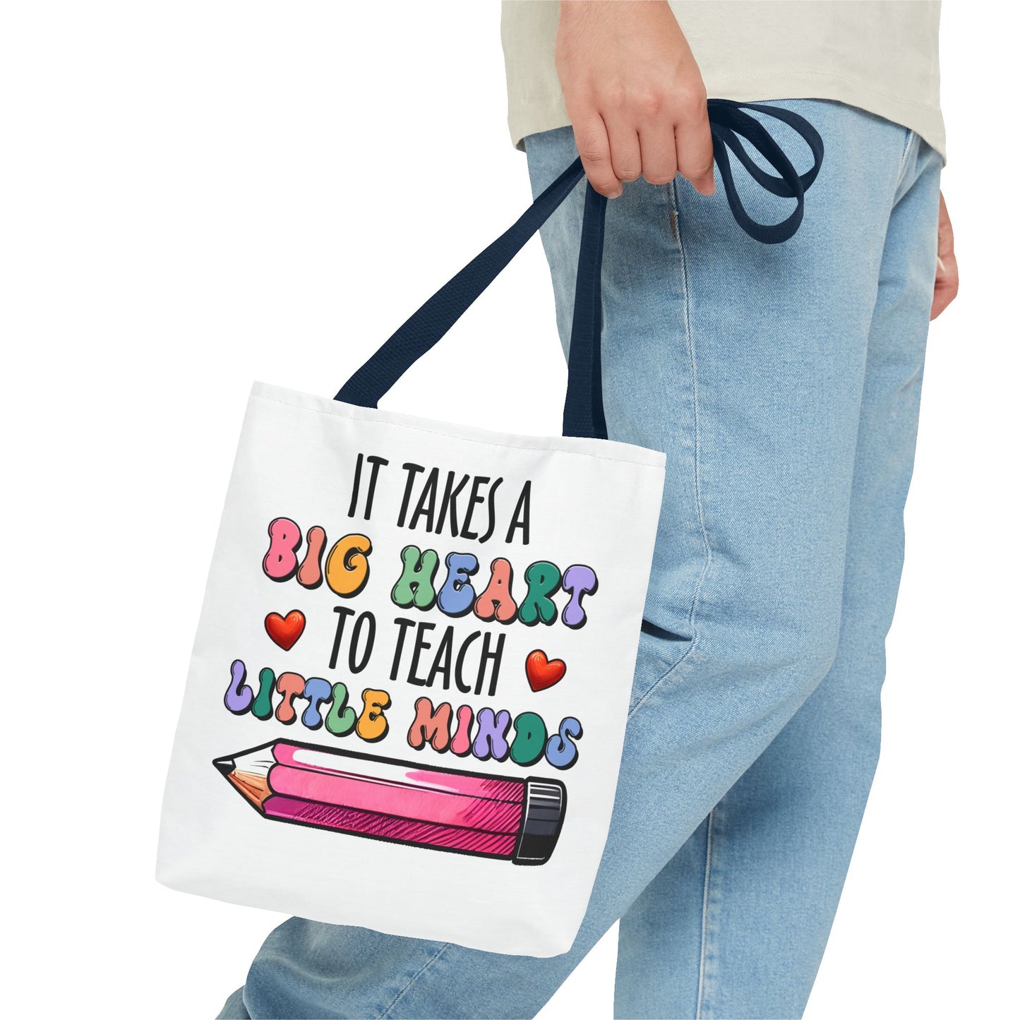 Big Heart Teacher Tote Bag - Colorful Design for Educators
