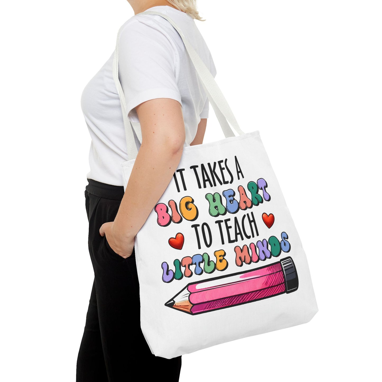 Big Heart Teacher Tote Bag - Colorful Design for Educators