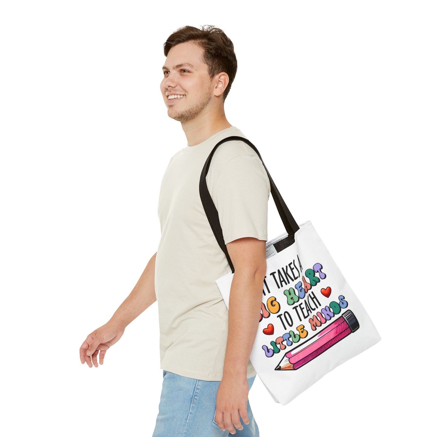 Big Heart Teacher Tote Bag - Colorful Design for Educators